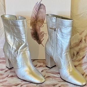 Silver Leather Booties size 8